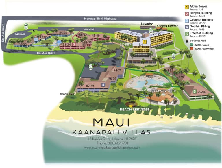 Maui-Kaanapali-Villas-Map - Aston Maui Kaanapali Villas